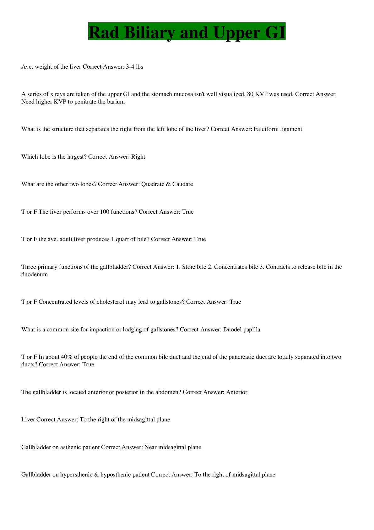 Preview image of Rad Biliary and Upper GI document